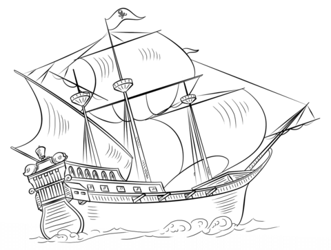 Pirate Ship Coloring Page